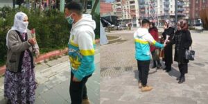 SİİRT’TE TARAFTARLAR ‘KADINA ŞİDDETE HAYIR’ SLOGANIYLA GÜL DAĞITTI