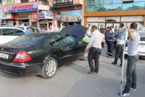 Siirt’te bir aracın altına giren yılan Belediye ekiplerince güçlükle yakalandı.