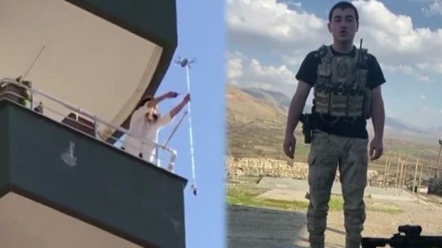 Siirt’in Eruh ilçesinde görevli askeri personel, Antalya’daki eşine bir çiçekçinin