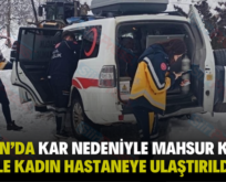 ŞİRVAN’DA KAR NEDENİYLE MAHSUR KALAN HAMİLE KADIN HASTANEYE ULAŞTIRILDI