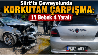 Siirt'te iki otomobilin çarpışması sonucu 4 kişi yaralandı.