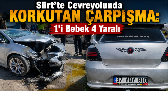 Siirt'te iki otomobilin çarpışması sonucu 4 kişi yaralandı.