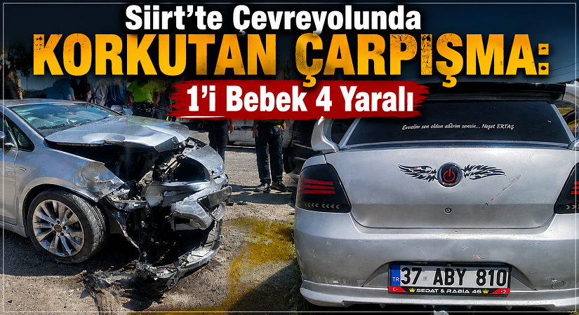 Siirt'te iki otomobilin çarpışması sonucu 4 kişi yaralandı.