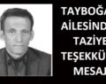 Tayboğa Ailesinden Taziye Teşekkür Mesajı